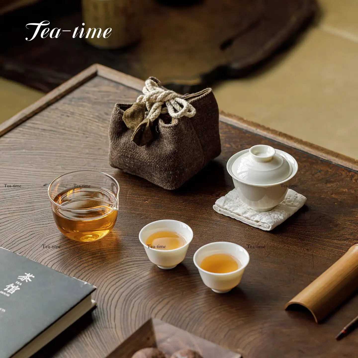 Apricot White Gaiwan Travel Tea Set Portable Storage Bag Ceramic Kung Fu Set Outdoor Camping Cover Bowl Mate Porcelain Puer Tool