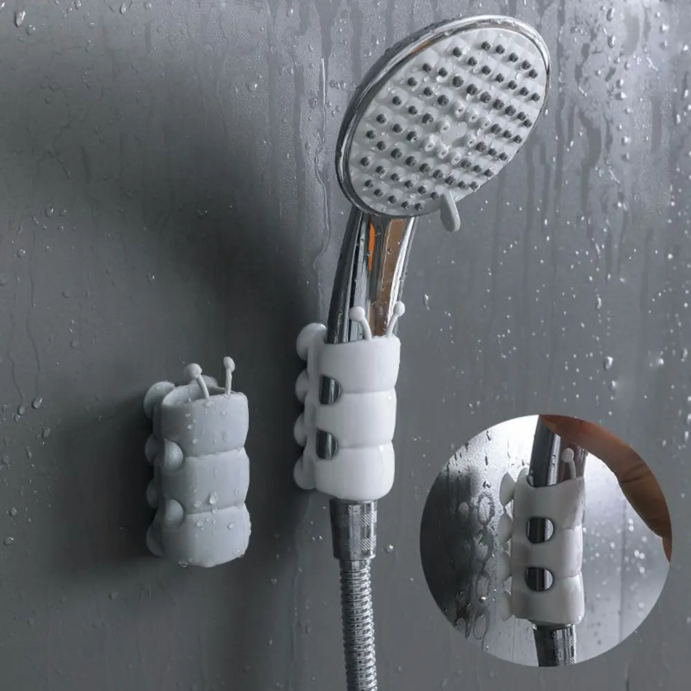 Movable Shower Head Holder with Suction Cup Adjustable Bathroom Hooks Silicone Punch-free Shower Holder Bathroom Accessories