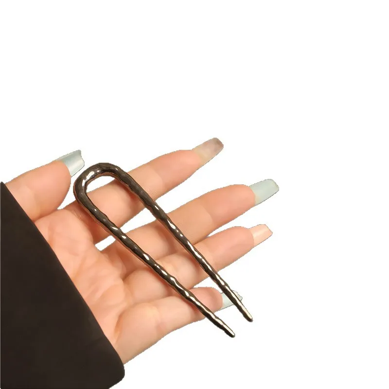 Fourchettes à cheveux en forme de U en alliage métallique, motif de marteau créatif, épingles à cheveux simples, accessoires de chignon élégants, couvre-chef pour femme