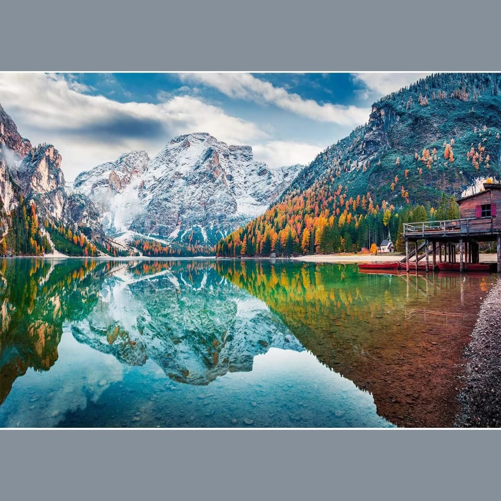Alps Mountain Lake Scenery 500/1000/1200/2000 PCS Jigsaw Puzzles Family Activity Games for Bedroom Home Decor Gift Frameless