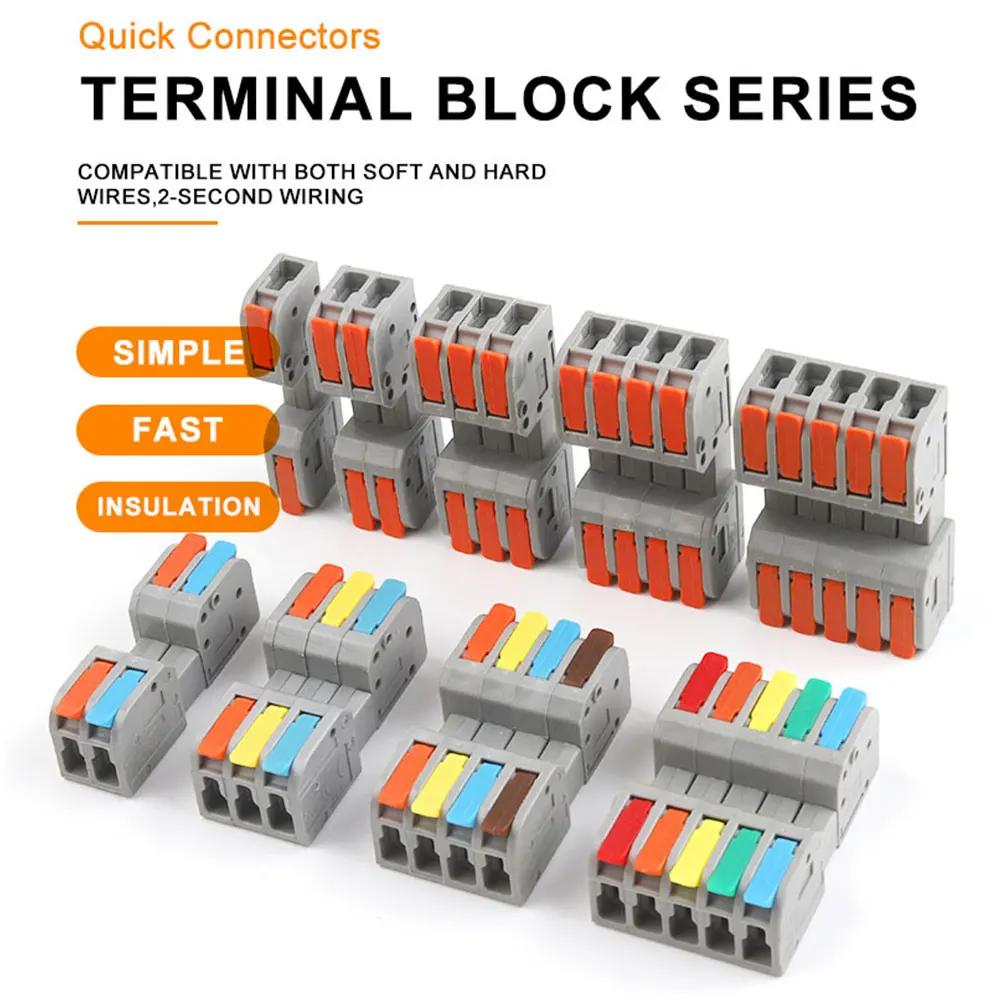 5Pcs DF-2604D Mini Docking Quick Wire Connector Male Female Universal Compact Push-in Butt Conductor Terminal Block 32A 250V