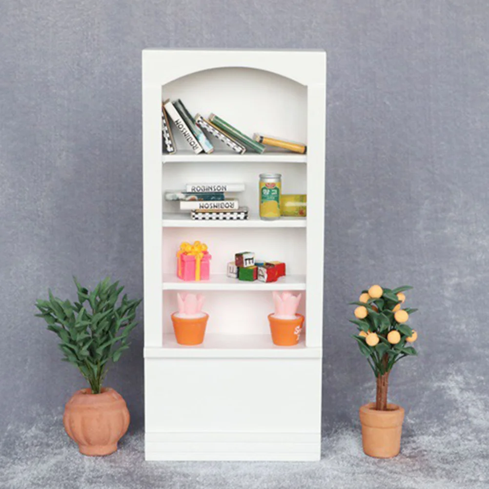 Mini witte boekenplank huis vitrinekast houten lichtgewicht klein huis decor voor fotografie miniatuur meubilair