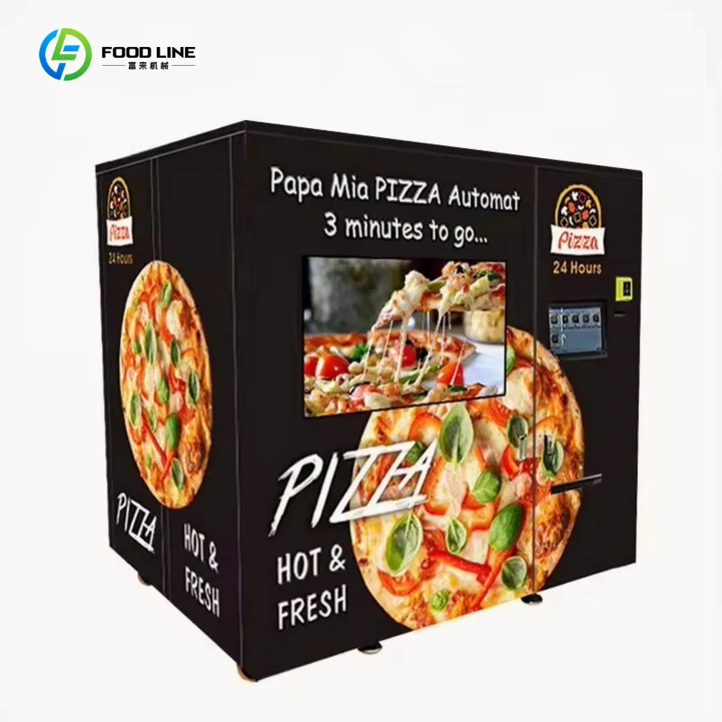 Hot pizza vending machine technology, sales locations, and a map of the United States