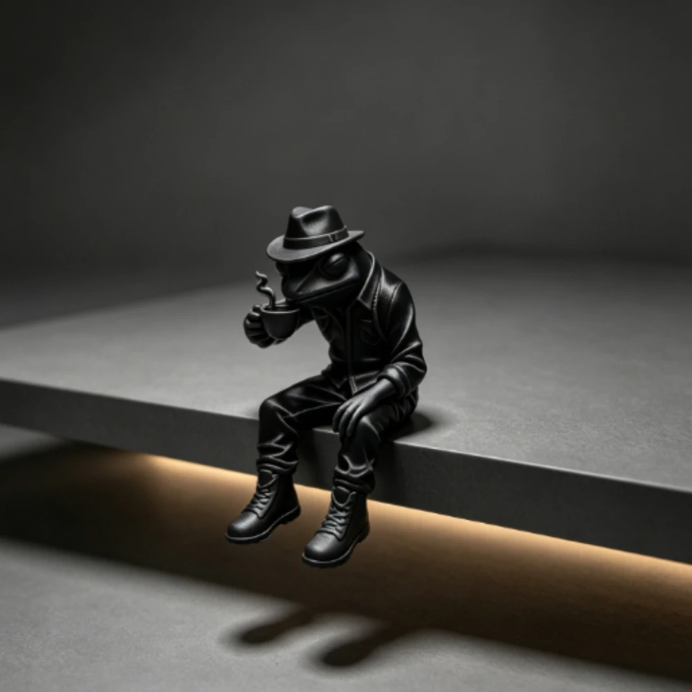 Vintage Western Outfit Frog Mini Figurines 3D Printed Coffee Drinking Gentleman Frog Ornaments Decor for Study Desktop Bar Gifts view 6