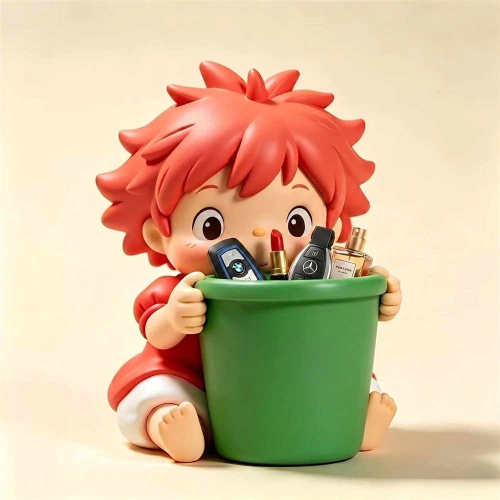 Ponyo Aufbewahrungseimer Desktop-Organizer Niedliche Ästhetische Dekorative Figur für Schlüssel, Lippenstift, Parfüm, Zuhause – Detail 4