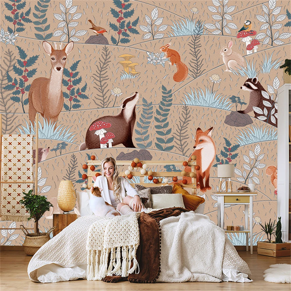 Custom 3Ｄ Cartoon Fox wallpaper for children's room TV Background 3D Wall Painting wallpapers Living Room Hotel Mural home Decor