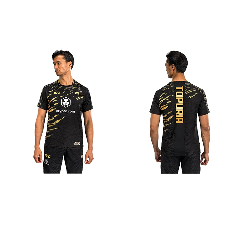 2025 Summer New Hot Selling Extreme Sports Boxing Ufc Competition Enthusiasts Round Neck Gold T-shirt Casual Quick Drying Short 2025 Summer New Hot Selling Extreme Sports Boxing Ufc Competition Enthusiasts Round Neck Gold T-shirt Casual Quick Drying Short