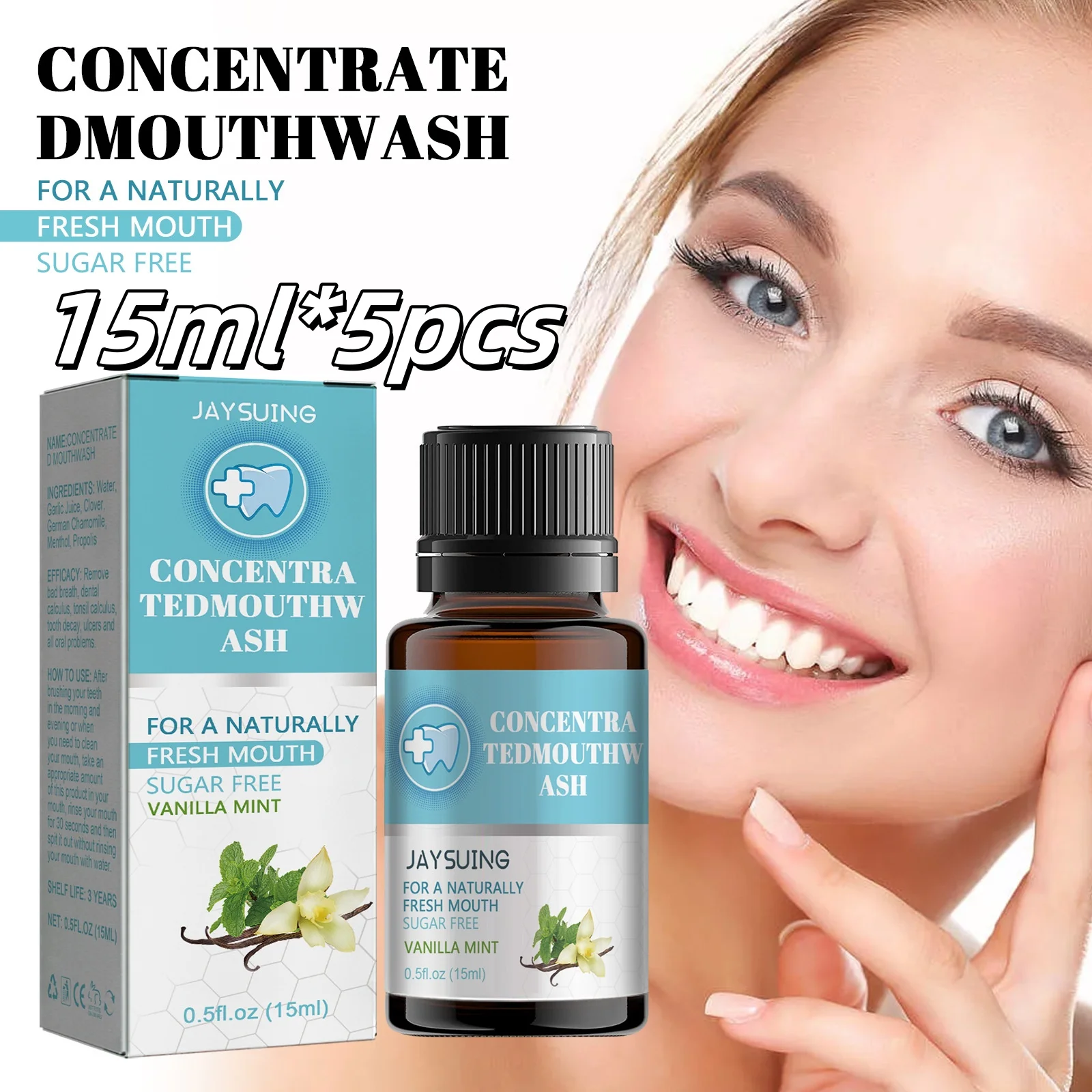 5pcs Concentrated Mint Mouthwash To Freshen Breath Remove Odor and Tooth Stains Clean Mouth Long-lasting Fragrance Dental Care