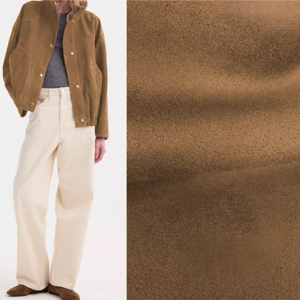 

Ginger Yellow Elastic Suede Fabric for Sewing,Eather Designer fabric DIY handmade skirt jacket windbreaker Clothing AC040