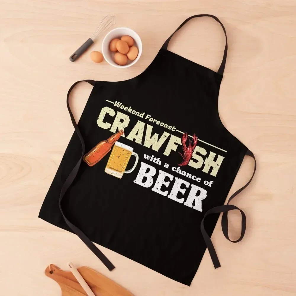 

Weekend Forecast Crawfish With A Chance of Beer Apron cook wear For Hairdresser Kitchen Chef Barista Apron