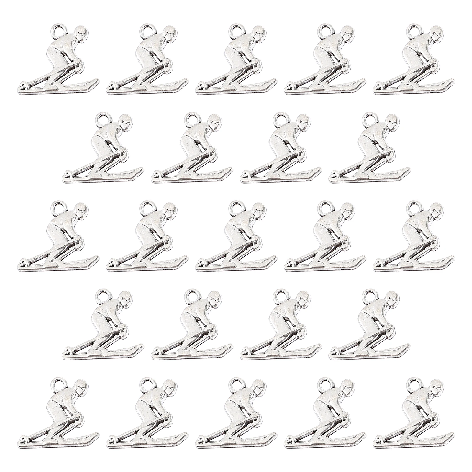 

20 Pcs Ski Model Accessories Jewelry Making Charms Key Chain Silver Alloy Child