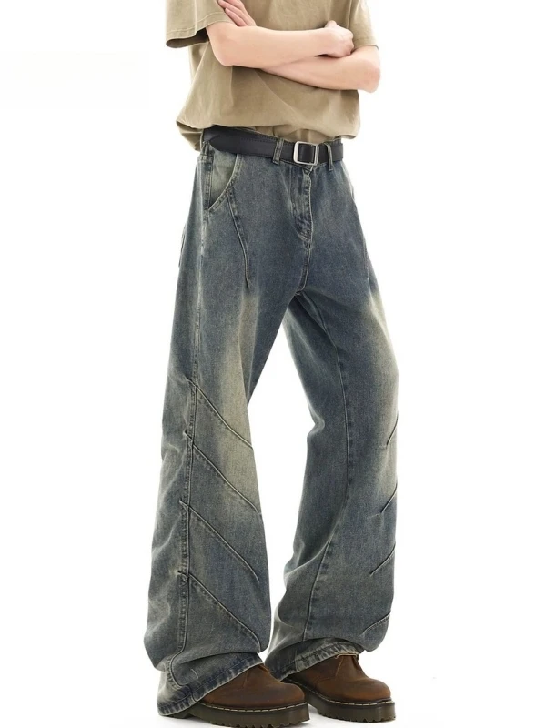 Calças Jeans Americanas Lavadas e Dobradas para Homens e Mulheres, Estilo Cleanfit de Verão, Design Moderno, Calças Longas Sl...