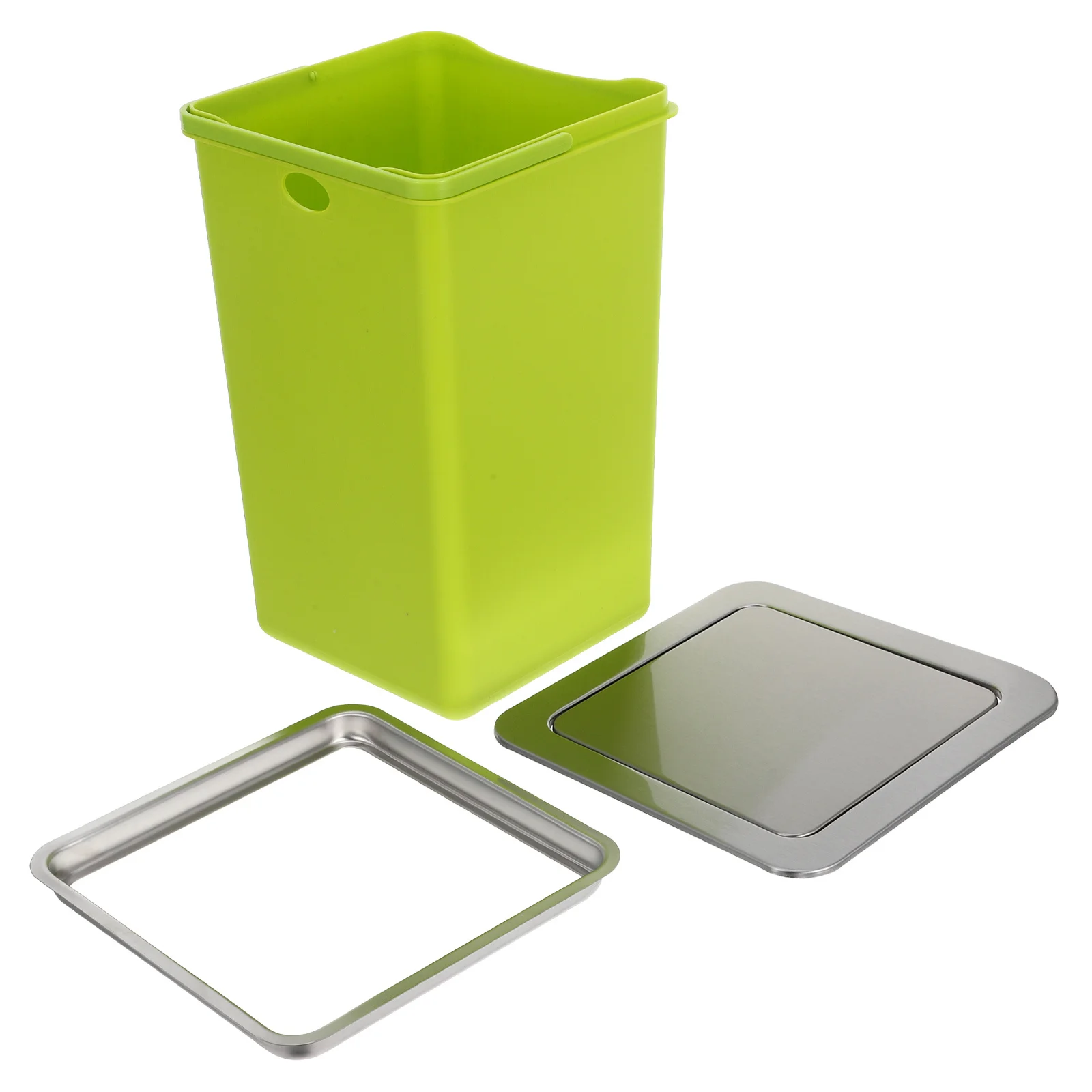 

1Set Embedded Kitchen Trash Can Built-in Countertop Garbage Bin Swing Lid Space Saving Bathroom Use Embedded Garbage Bin