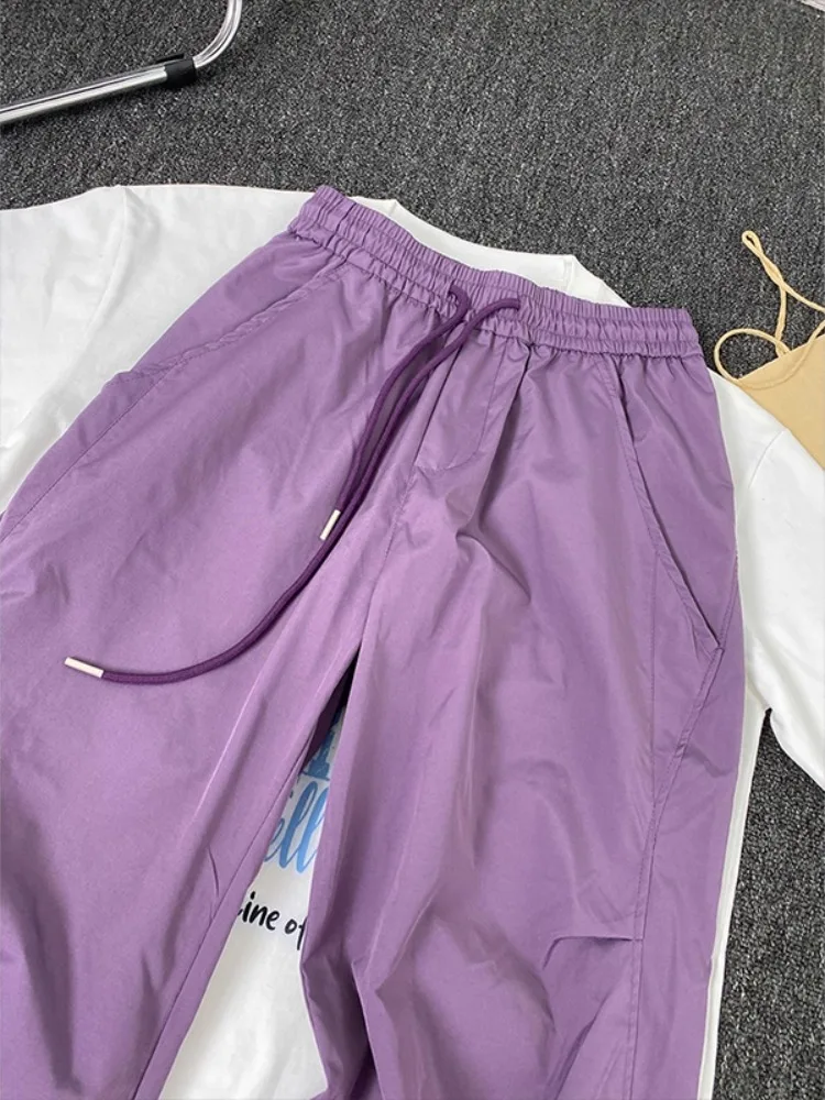 Celana Kasual Pria Cleanfit Warna Blo Ice Silk Kaki Lurus Kaus Musim Panas Longgar Cocok untuk Remaja Sle Bernapas