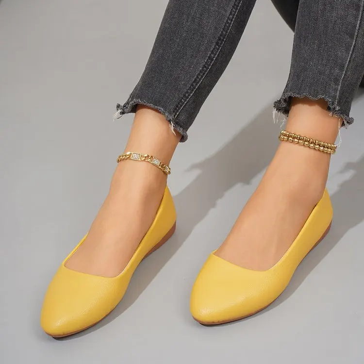 Einfarbige Ballerinas für Damen mit spitzer Zehenpartie, leicht und bequem, zum Hineinschlüpfen, für Alltag, Büro, Schule und Reisen – Detail 25