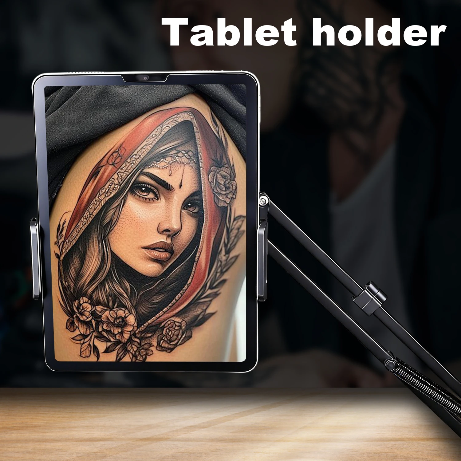 Tattoo Filming Stand 360° Rotating Folded Adjustable Bedside Desktop Long Arm Tablet Stand Suitable for IPad Tattoo Accessories