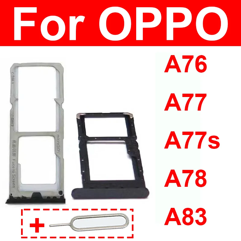 Sim Card Tray Holder Reader For OPPO A76 A77 A77s A78 4G 5G (2022) A83 (2018) Card Slot Adapter Replacement Repair Parts