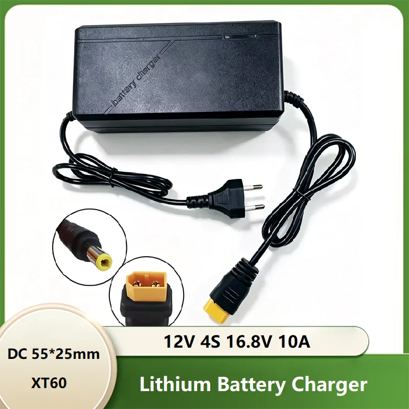 12V 4S 16.8V 10A Lithium Battery Charger  Li-ion Charger Adapter With DC 55*25mm Plug/XT60 For Lithiun Battery Pack EU PLUG
