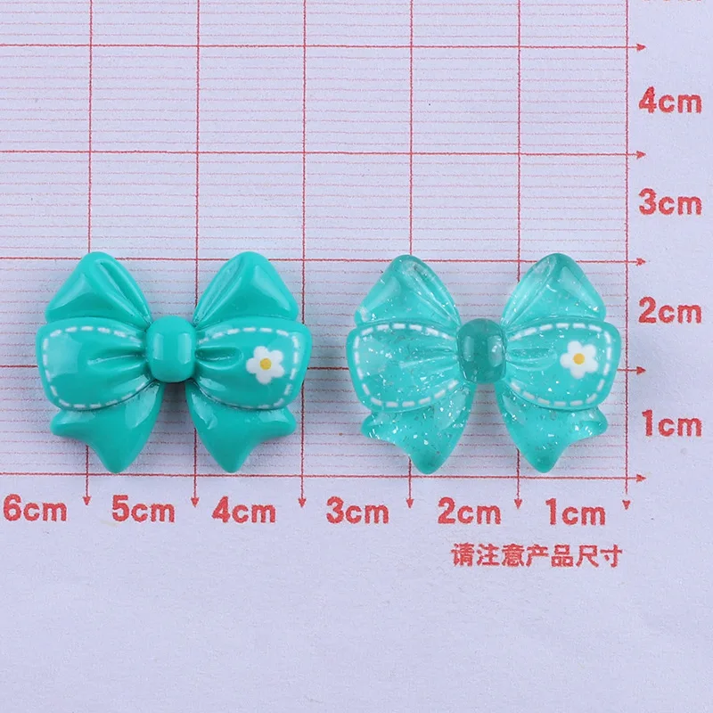 20pcs Bowtie Resin Flatback Slime Flat Cabochons Bow Beads Embellishment For DIY Jewelry Findings Accessories Making Supplies