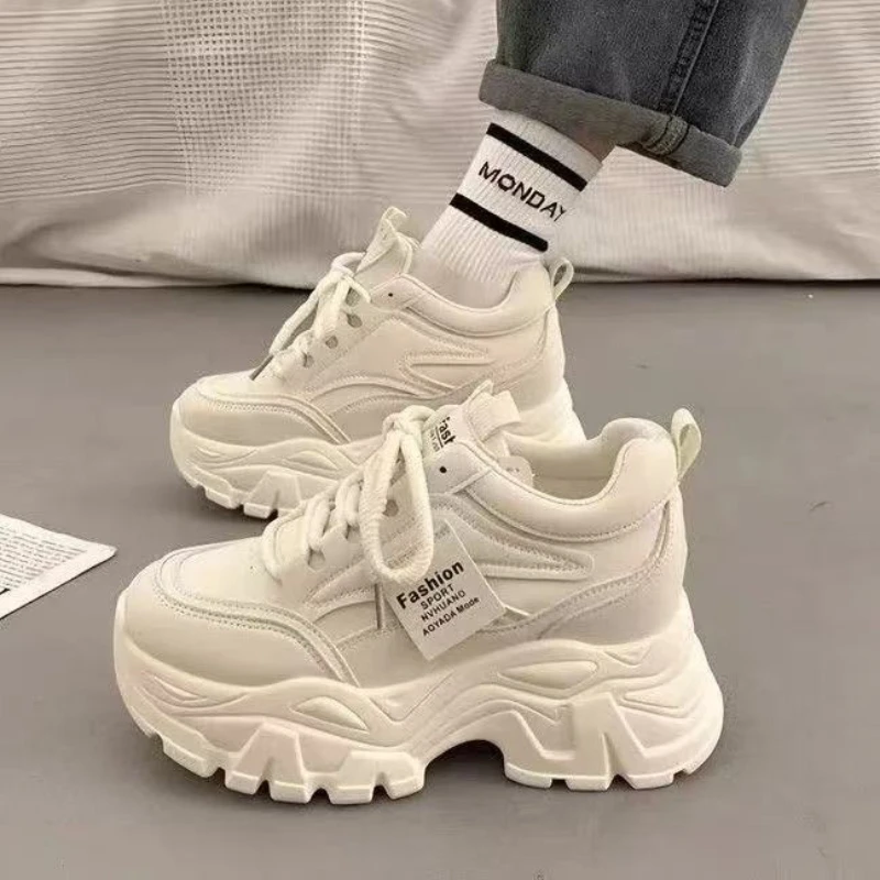2026 New Summer Female Hollow Mesh Dad Sneakers Hidden Boost Thick Bottom Platform Height Increase Active Casual Walking