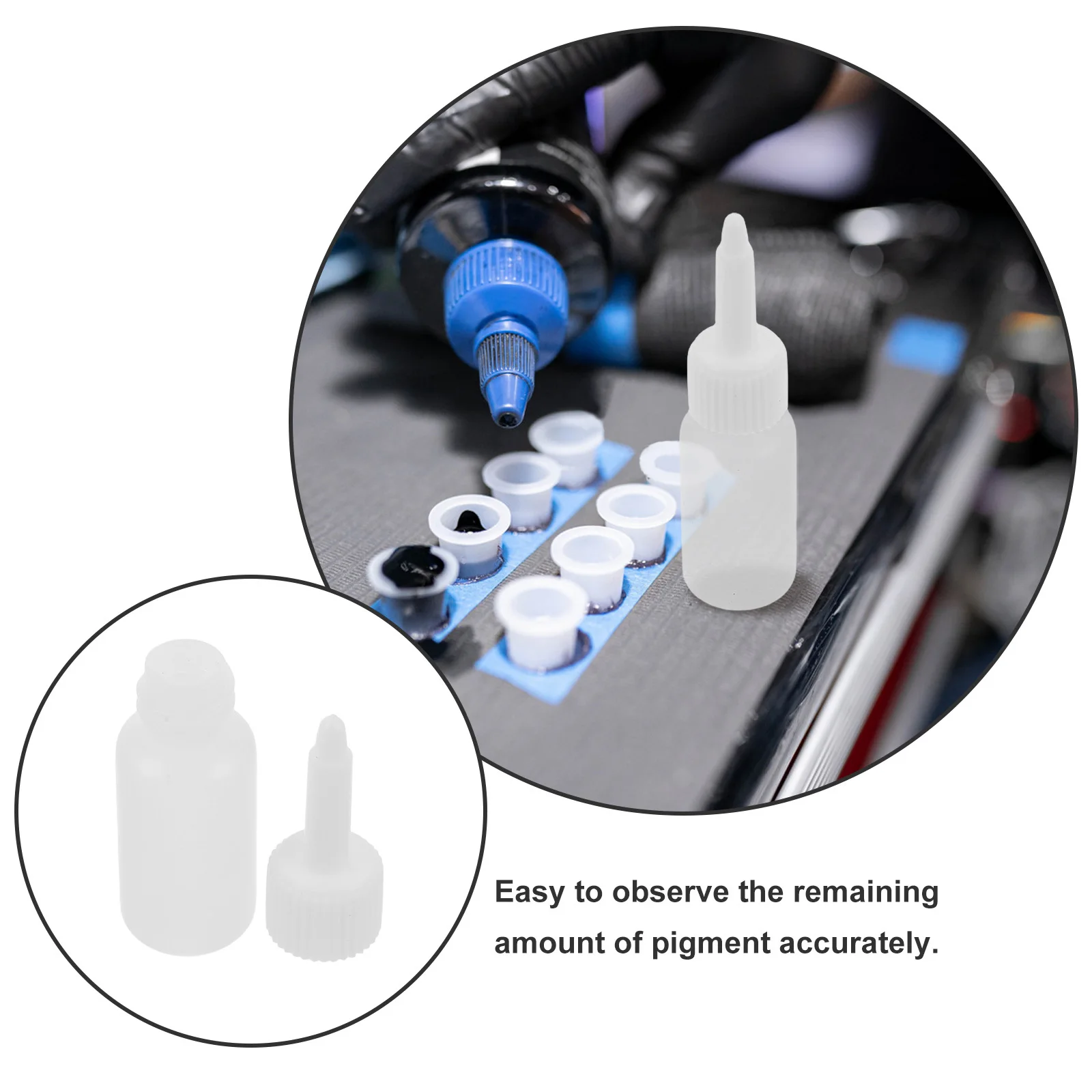 50 قطعة زجاجات تخزين صبغ الوشم البلاستيك الشفاف زجاجات الحبر الفارغة القابلة لإعادة الملء المحمولة ضغط الحاويات للوشم
