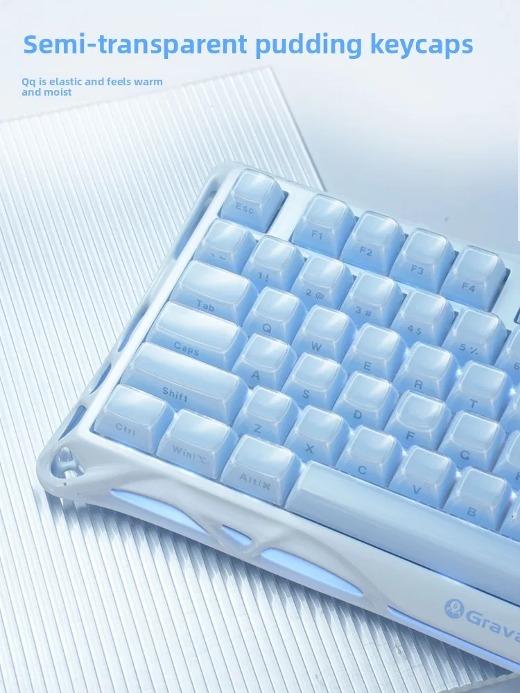 Gravastar Mercury K1 Blue Wireless Gaming Mechanical Keyboard 79Keys Bluetooth 2.4G Wired RGB Hotswap Gamer Non-contact Keyboard