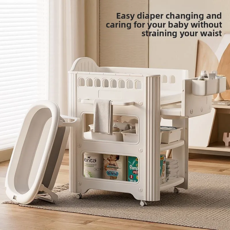 

Столик для подгузников, станция для ухода за ребенком, многофункциональная подвижная кроватка для ванны «два в одном», пеленальный столик для новорожденных, детская комната