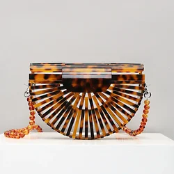 Arylic Hollow Out Bag Women 2023 Summer New Boho Design Crossbody Bag Fashion Bamboo Basket Bag Holiday Beach Bag Travel Storage