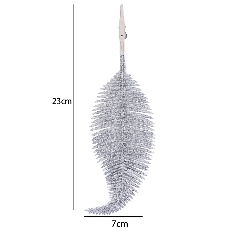 5 قطع عيد الميلاد مسحوق الذهب ريشة ورقة لامعة شائكة وهمية يترك نبات الحلي عيد الميلاد حزب ديكور المنزل #4
