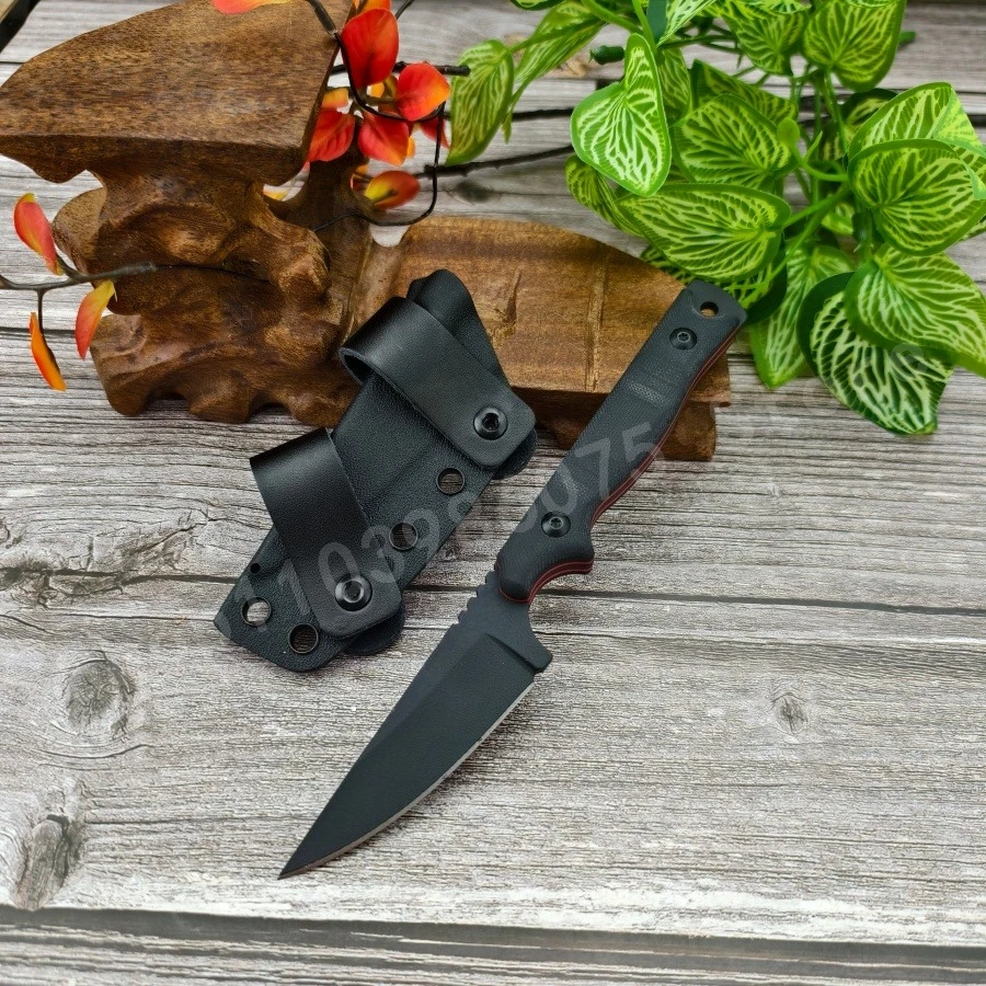 

Black Straight Blade 8Cr13Mov Blade G10 Handle Equipped with Kydex Sheath Lightweight and Durable Tactical Self-defense Knife