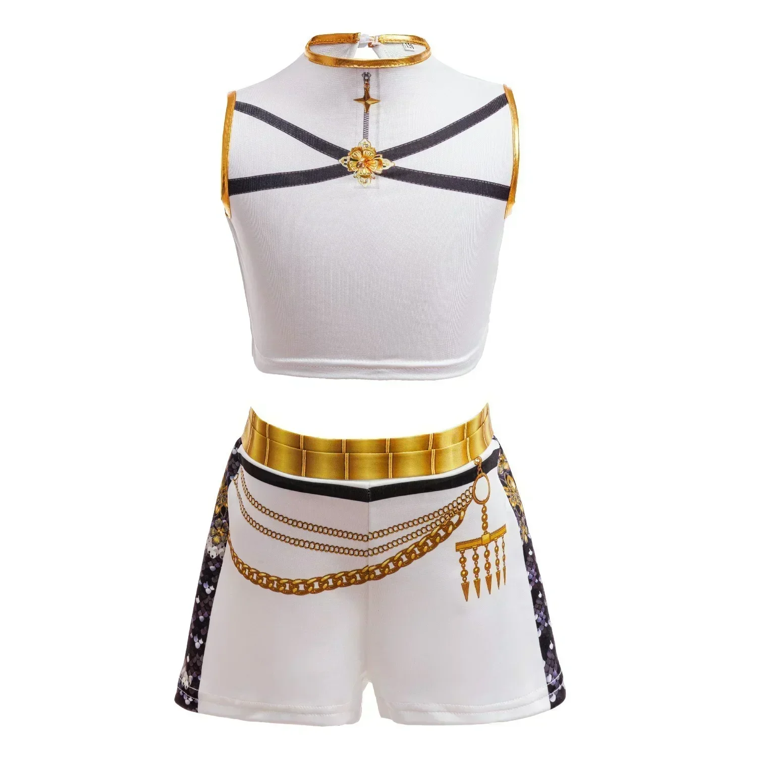 Bühnenkostüm für Girlgroup-Auftritte, Pop-Musik-Tanzoutfit, bedruckte Jacke, Crop-Top, Shorts, Party-Cosplay-Anzug – Detail 7