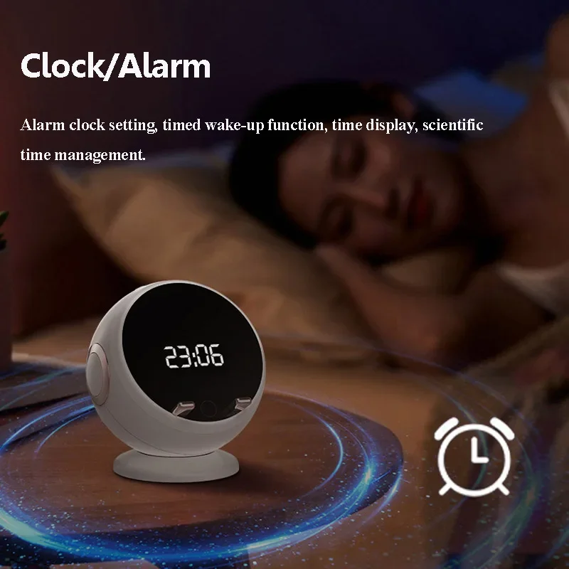 

Portable Alarm Clock Bluetooth Speaker Wireless Charging HD Mirror Screen Soundbar White Noise Sleep Aid Music Player with Mic