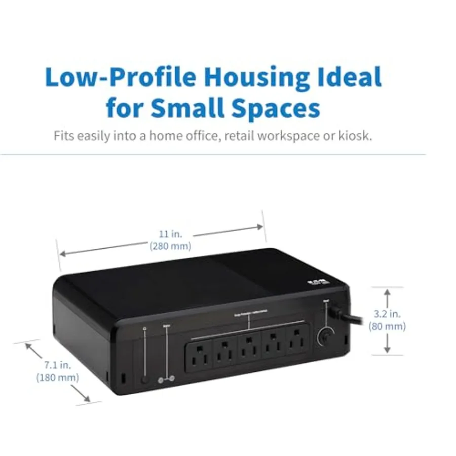 850VA UPS Desktop Battery Backup and Surge Protector 450W 5 Outlets Small Form Factor Wall Mounting Option 5ft Cord 3-Year Warr