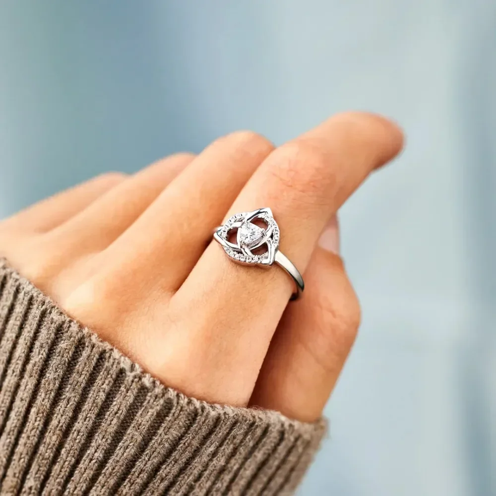 خاتم عقدة سيلتيك من الزركونيا المكعبة من YILUOCD للنساء ، خاتم الخلود اللانهائي ، مجوهرات خاتم الزفاف العتيق ، عقدة ثلاثية الثالوث