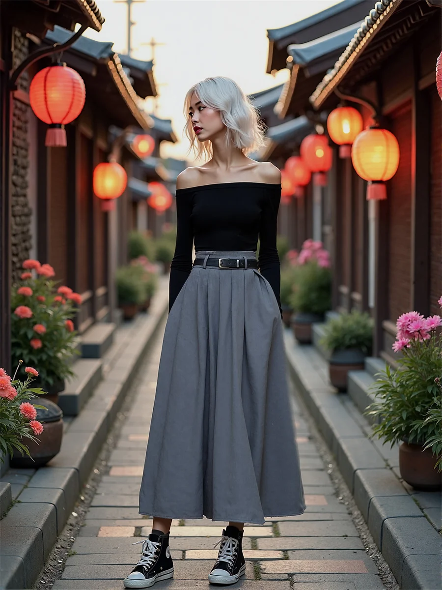 

Pleated Floor-Length Skirts Elegant Women Clothes Summer Linen A-Line Travel Natural Woman Lightweight Breathable Fold Simple BF