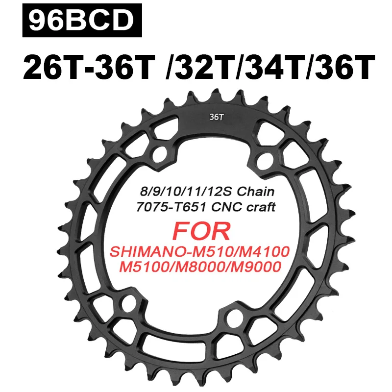 96BCD MTB Chainring Mountain Bike BCD 96mm 32T 34T Crown 26T-36T Bicycle Chainring for FC-M4100 MT510 M5100 M8000 U6000 Crankset