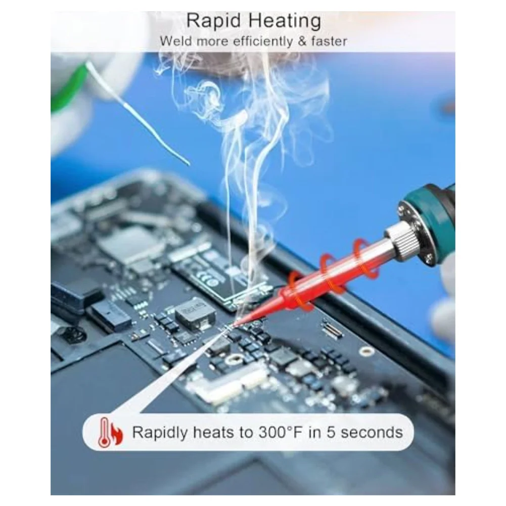 Adjustable Temperature 60W Electric Soldering Iron with Fast Heat Up Lightweight Design for Electronics Repair Work