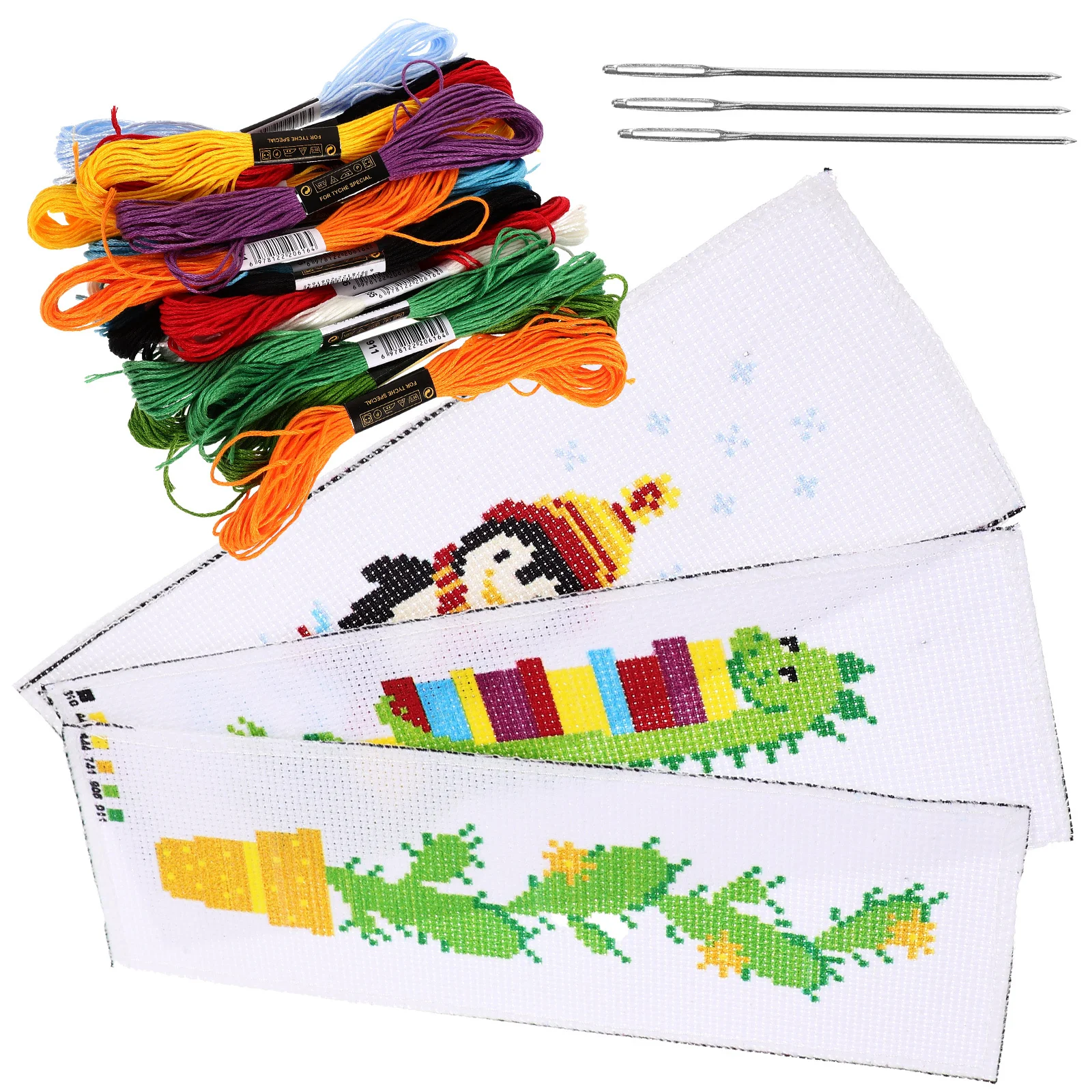 

3 Sets Embroidery Bookmark Material Bag Cross Stitch Kit Sewing Bookmarks Embroidered Polyester Beginner Kits
