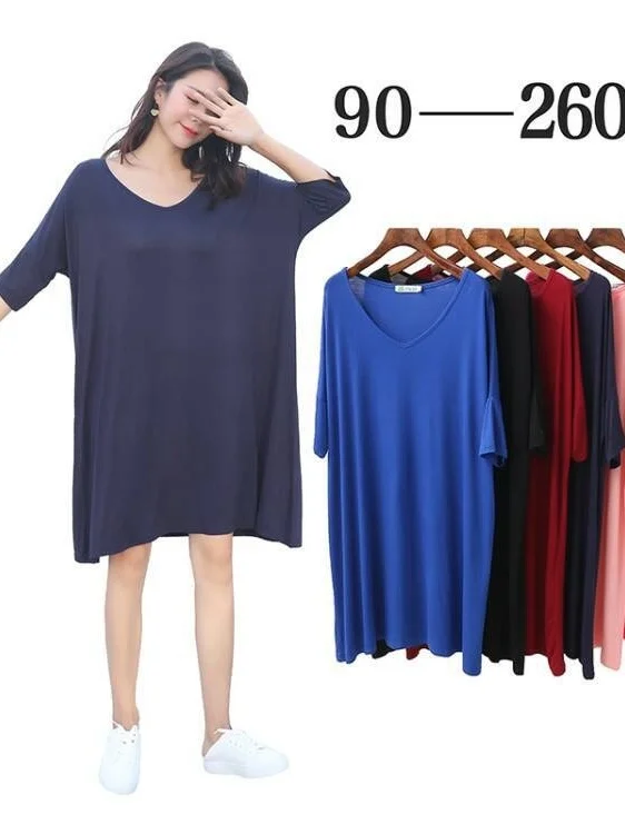 

Летнее женское хлопковое платье больших размеров Dr Ele А-силуэта с рукавами «летучая мышь» и V-образным вырезом, длинное, для женщин больших размеров до 260 кг