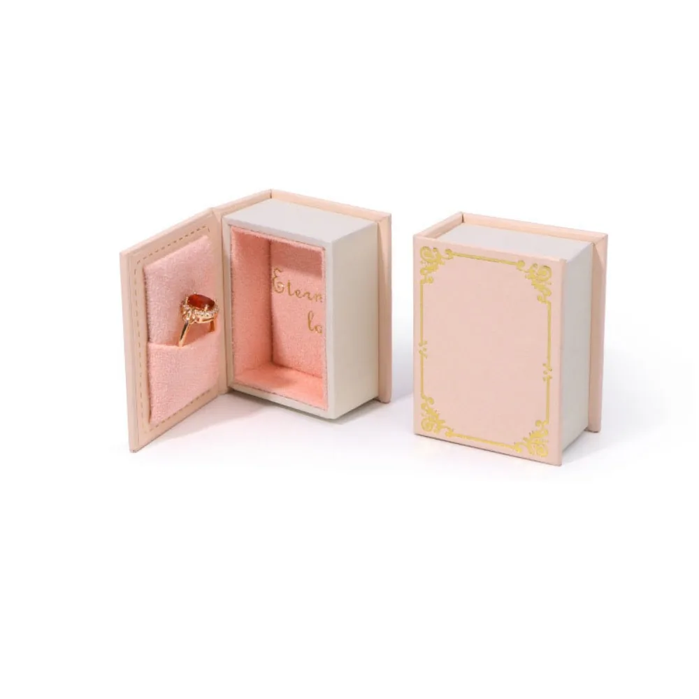 

Flip Lid Book Shape Ring Box Storage Box Stud Earrings Engagement Ring Box Solid Color Jewelry Packaging Jewelry Display Case