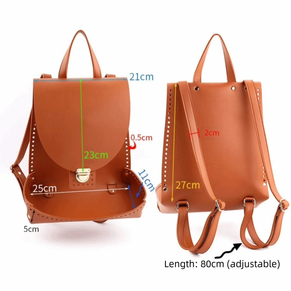 Couro do plutônio diy tecido mochila conjunto artesanal diy bolsa de couro alça ajustável saco de crochê kit uso viagem