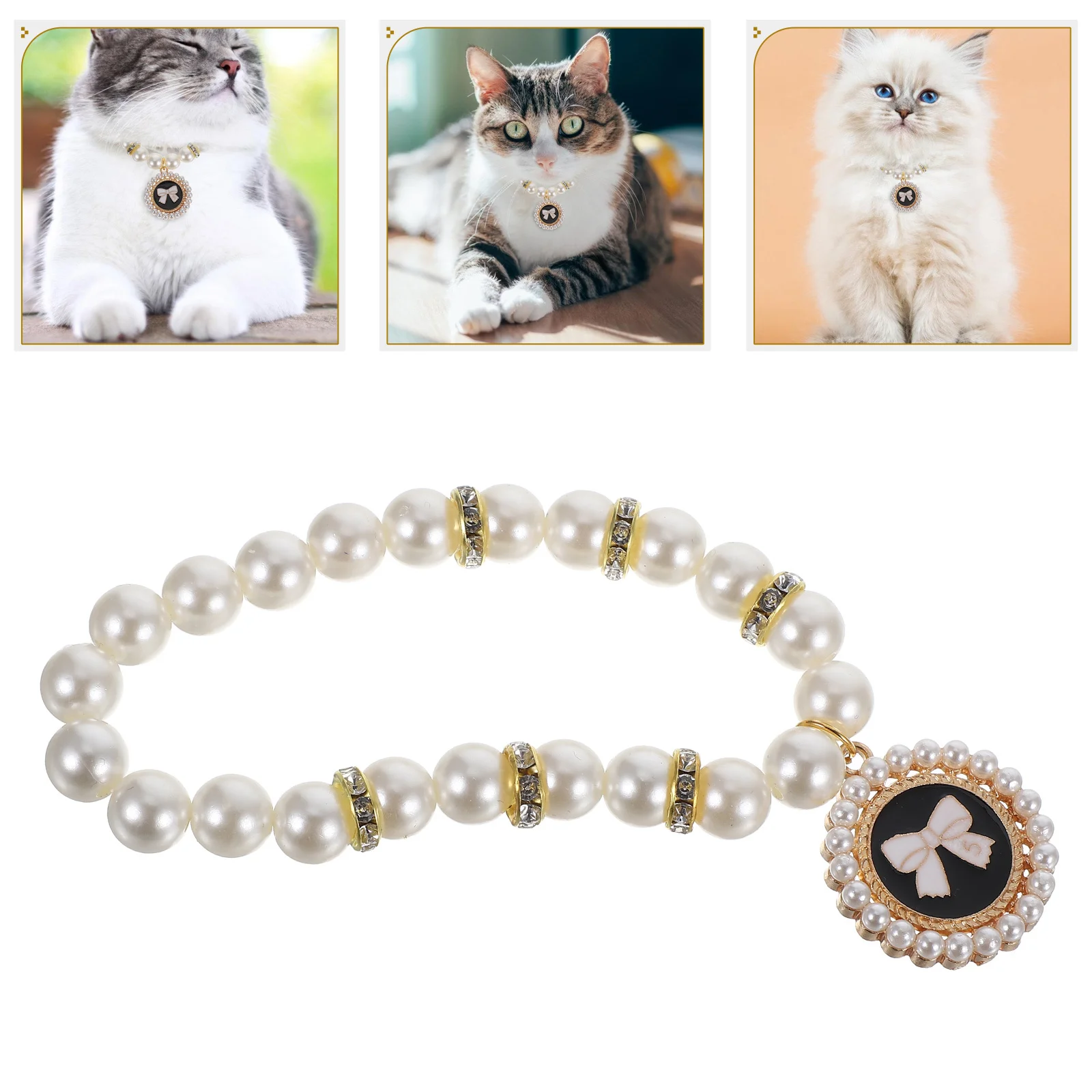 

Pet Collar For Dogs Cats Elegant Necklace Adjustable Length Durable Abs Stylish Jewelry Accessory For Small Medium Large