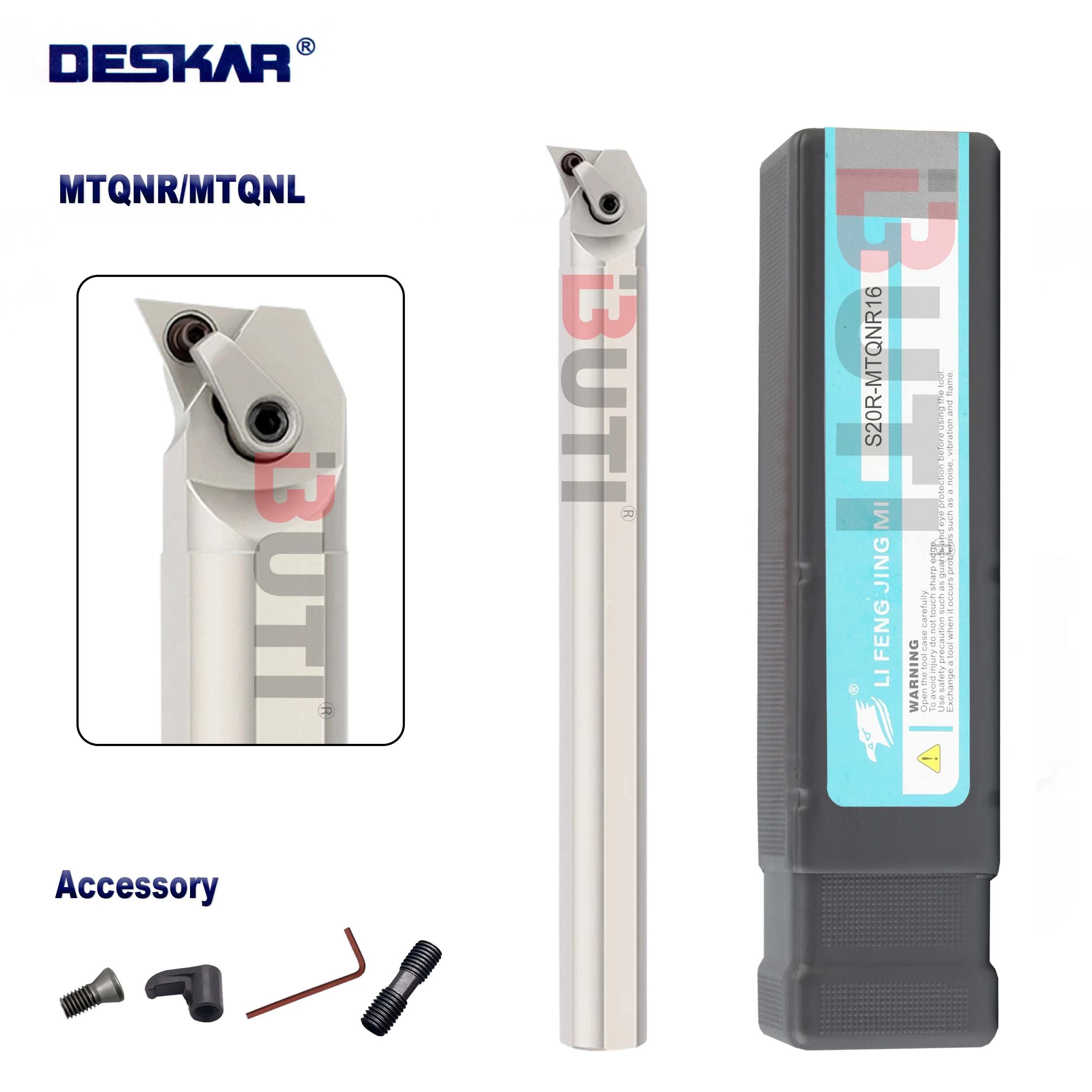 

DESKAR 100% Original S16Q S20R S25S MTQNR/L series CNC Lathe Turning Tool Internal Cutting Cutter White Holder For TNMG16 Insert