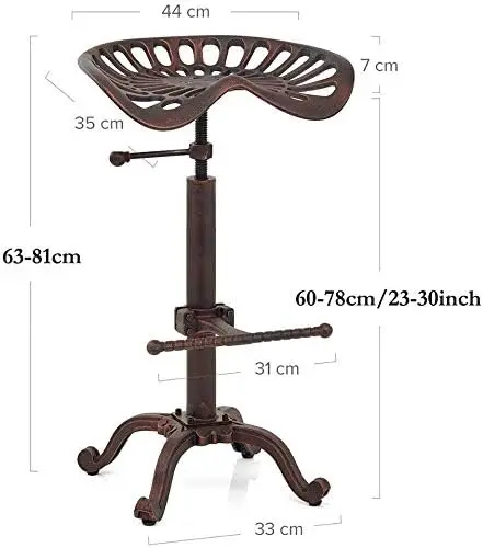 Industrial Tractor Seat Stools, Swivel Metal Seat, Rústico Cozinha Jantar Cadeiras, Altura Ajustável Barstool, Wiggle Stool, 20-27in