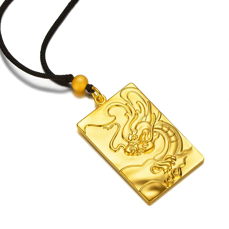 

Genuine 18k gold Color Jewelry for women and men wedding gift Longteng Sihai Imitation Gold Tag Men's Dragon Pendant