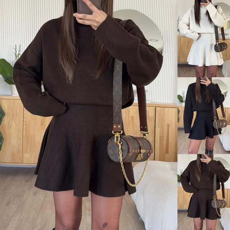 Women's Korean Version Sports Suit Temperament Knitted Autumn and Winter Women's Clothing Two-piece Set Women's