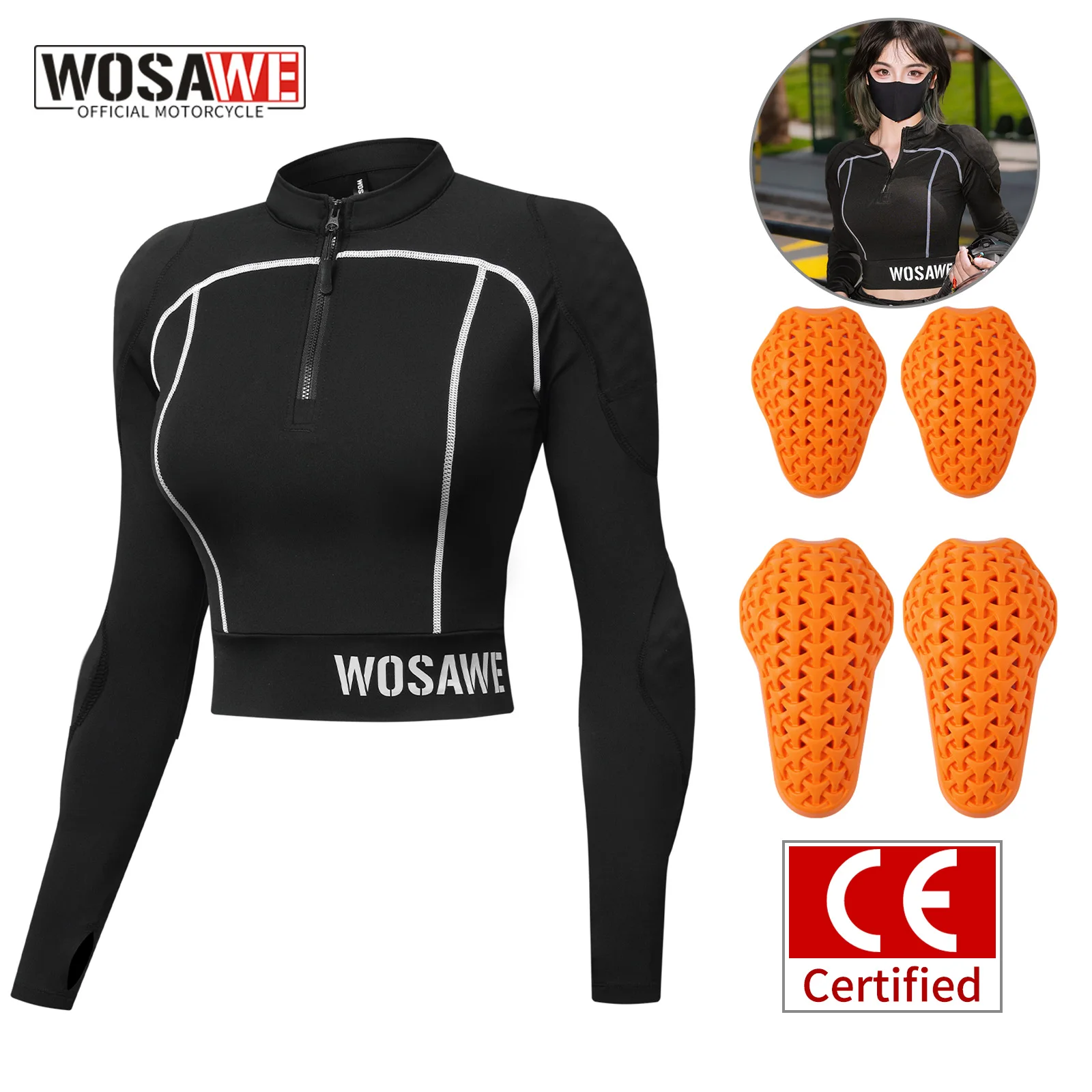 

WOSAWE Women Summer Motorcycle Armor Jacket Lady Teens Girl Motocross Jacket CE Level 2 Protection Soft Motocross Clothing