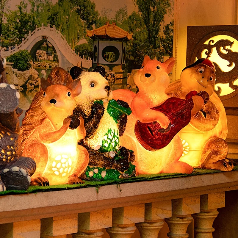 electrical power garden lights outdoor waterproof Outdoor Indoor Christmas Decorations  squirrel Animal Resin lamp