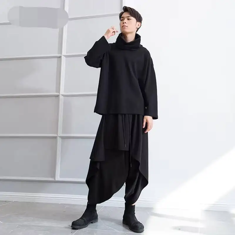 Men's Pants Spring And Autumn Casual Pants Stylist Culottes Men Black Personality Irregular Knickerbockers Yamamoto Style