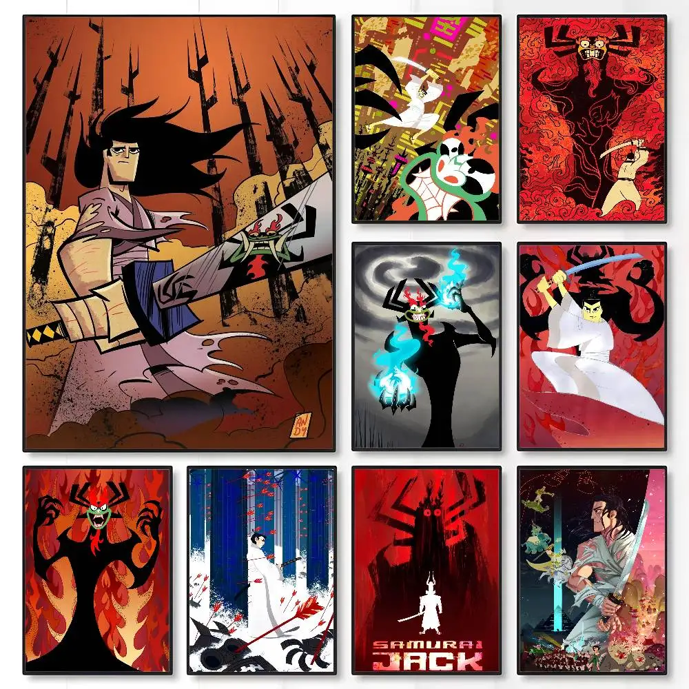 1PC Movie S-Samurai Jack Poster Sticky Wall Art Printing Waterproof Home Living Bed Room Bar Aesthetic Decor